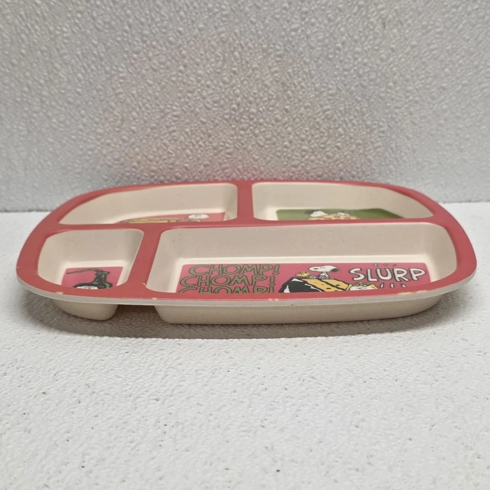 2020 Peanuts Worldwide LLC Set Of 2 Melamine Divided Plates Pizza Fries Cake